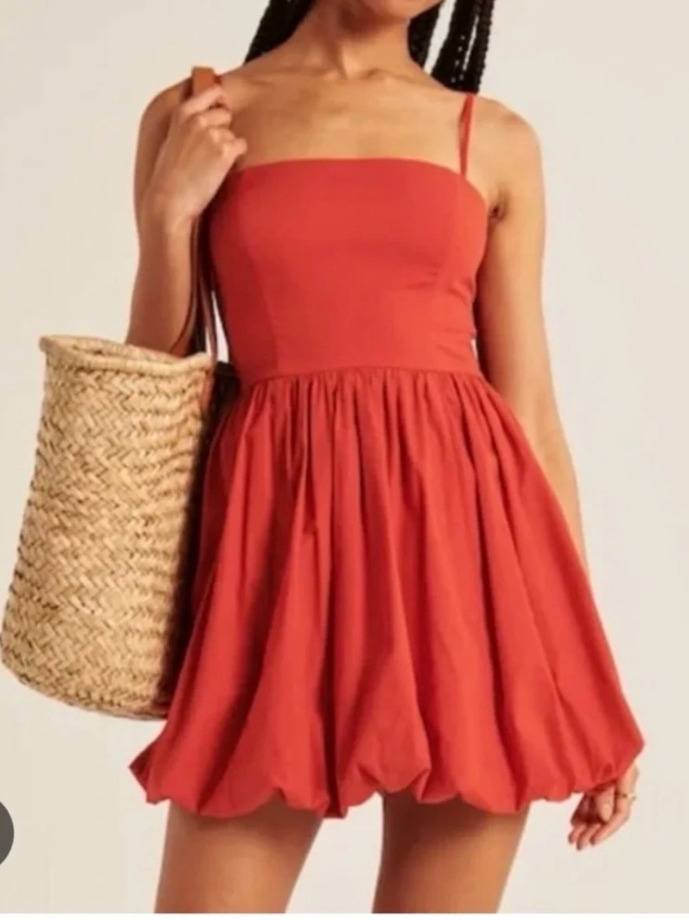 Abercrombie & Fitch Women’s Red Spaghetti Bubble Hem Mini Dress XL NEW